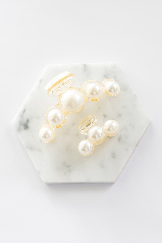 Pearl Hair Claw Clip Set - 2PK - Global Village Kailua Boutique