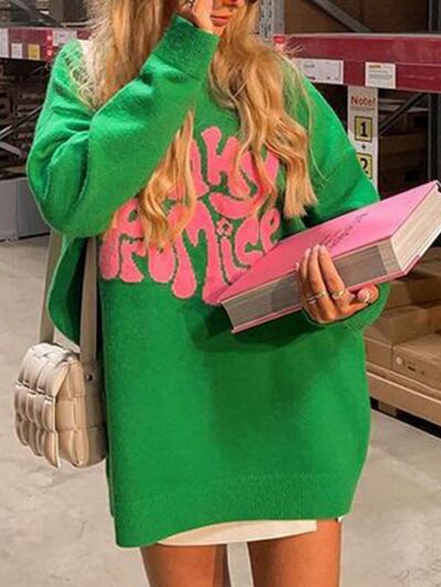 PINKY PROMISE Green Sweater - Global Village Kailua Boutique