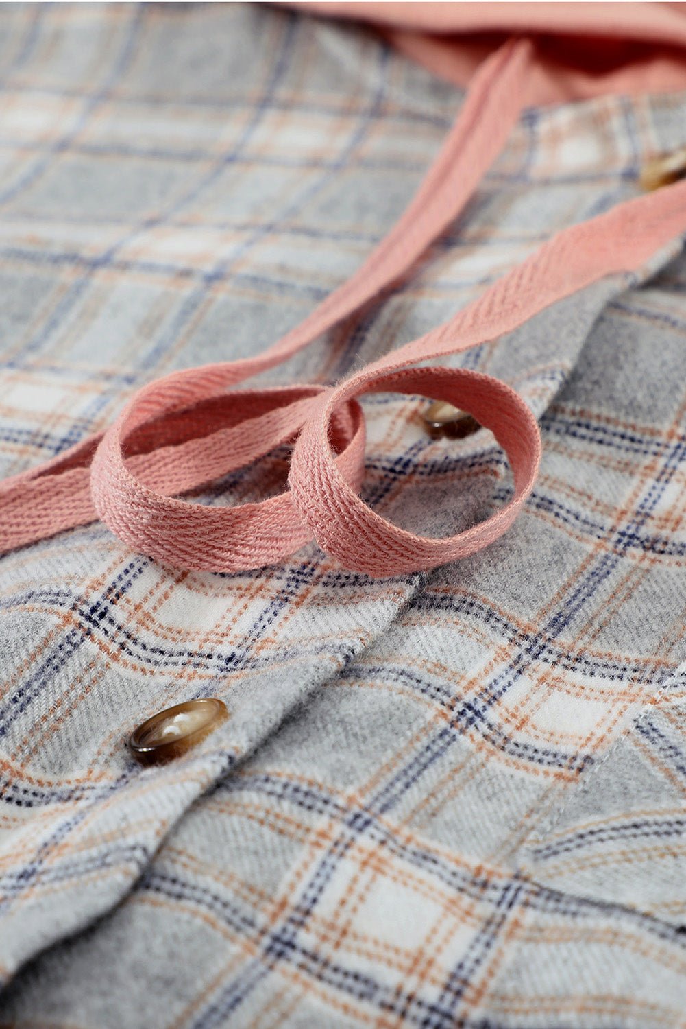 Plaid Drawstring Hooded Shirt Jacket - Global Village Kailua Boutique
