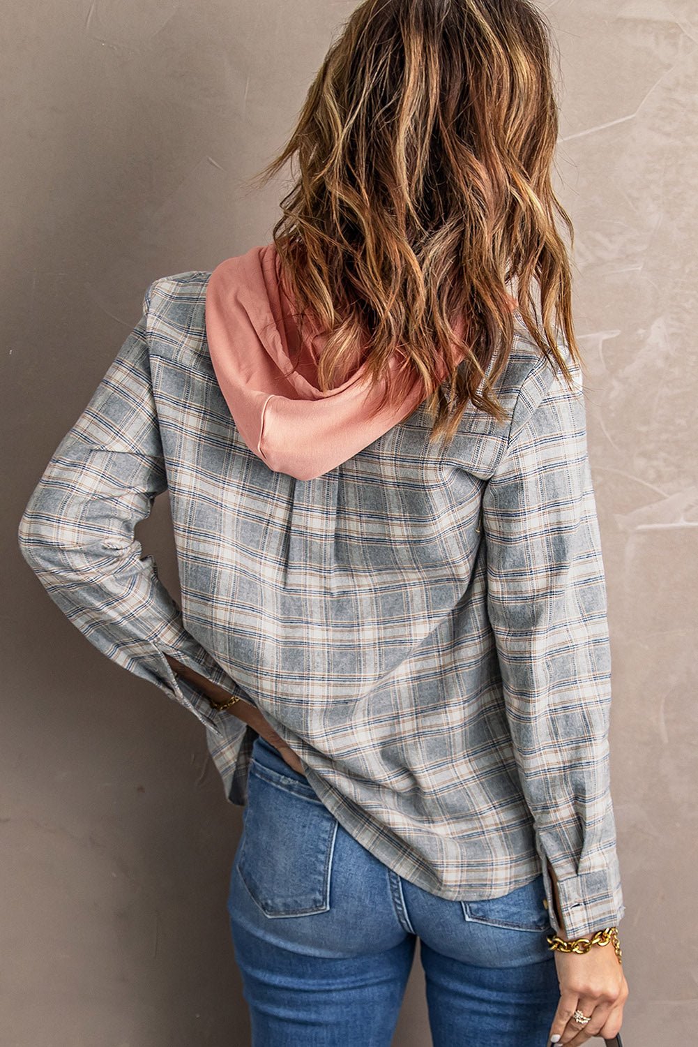 Plaid Drawstring Hooded Shirt Jacket - Global Village Kailua Boutique