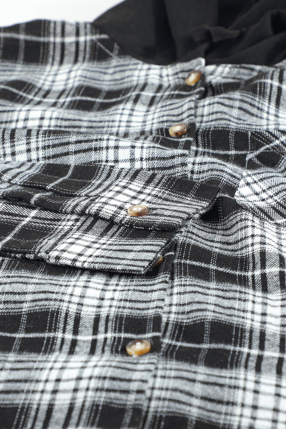 Plaid Drawstring Hooded Shirt Jacket - Global Village Kailua Boutique