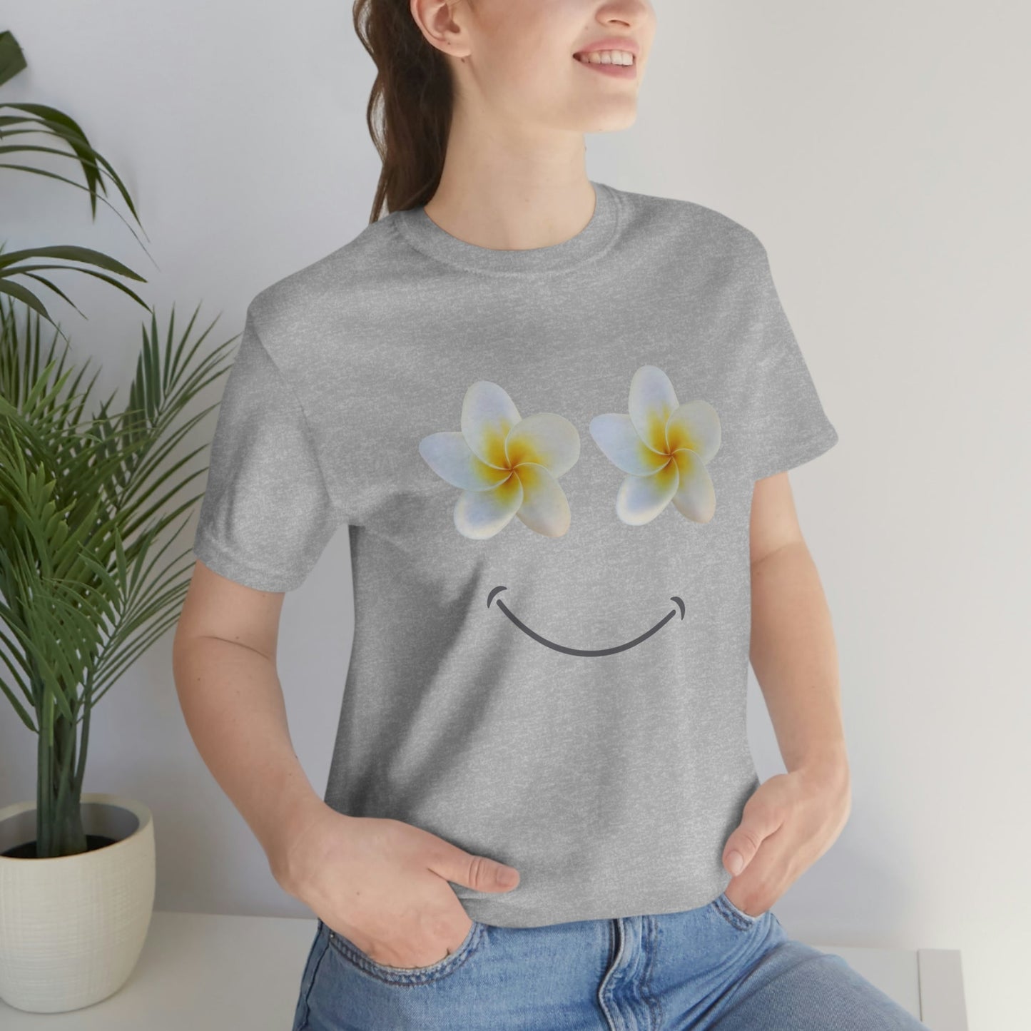 Plumeria Happy Face Unisex Jersey Tee - Global Village Kailua Boutique