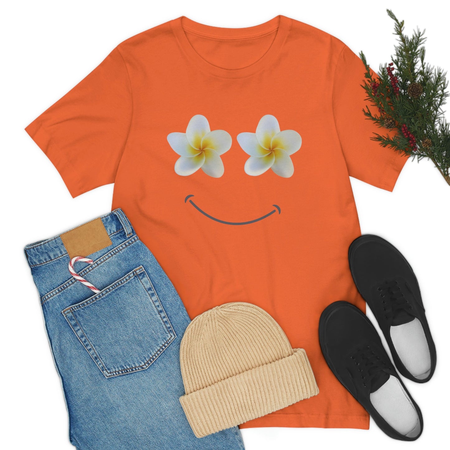 Plumeria Happy Face Unisex Jersey Tee - Global Village Kailua Boutique