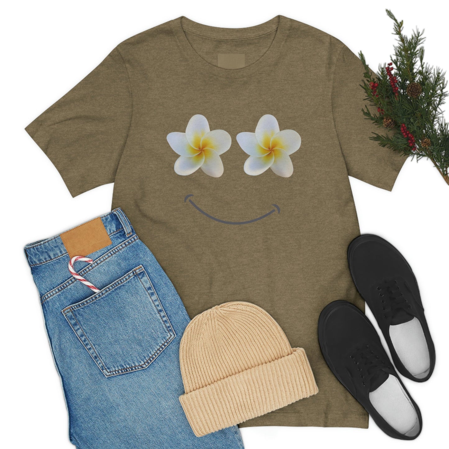 Plumeria Happy Face Unisex Jersey Tee - Global Village Kailua Boutique
