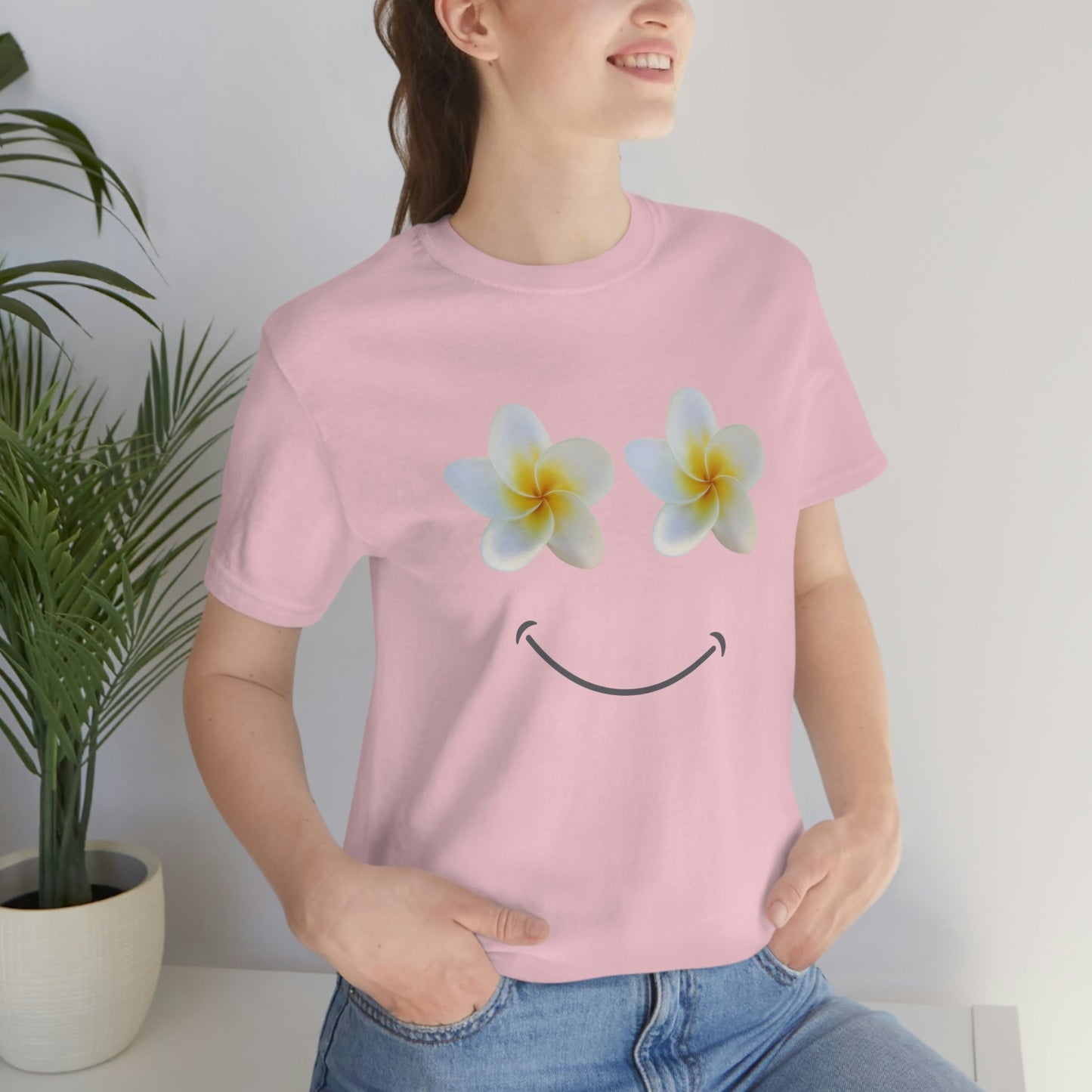 Plumeria Happy Face Unisex Jersey Tee - Global Village Kailua Boutique