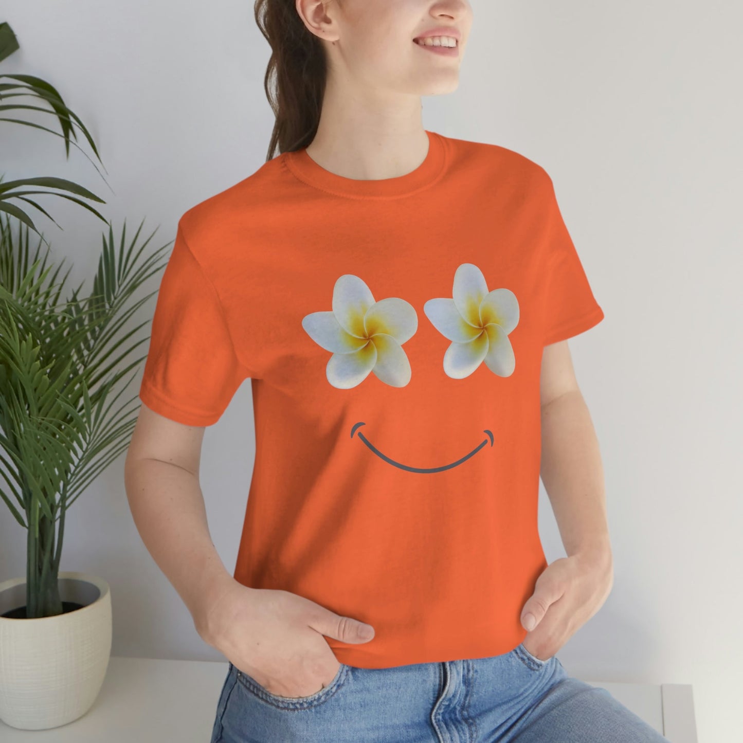 Plumeria Happy Face Unisex Jersey Tee - Global Village Kailua Boutique