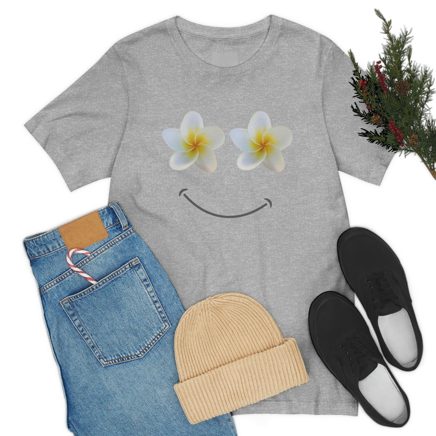 Plumeria Happy Face Unisex Jersey Tee - Global Village Kailua Boutique