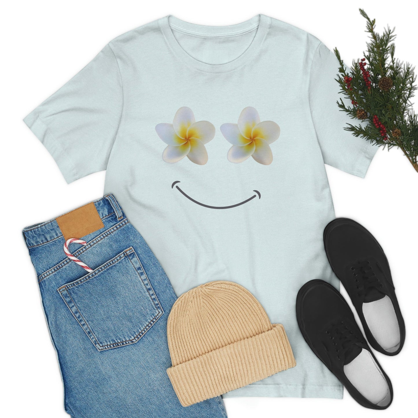 Plumeria Happy Face Unisex Jersey Tee - Global Village Kailua Boutique