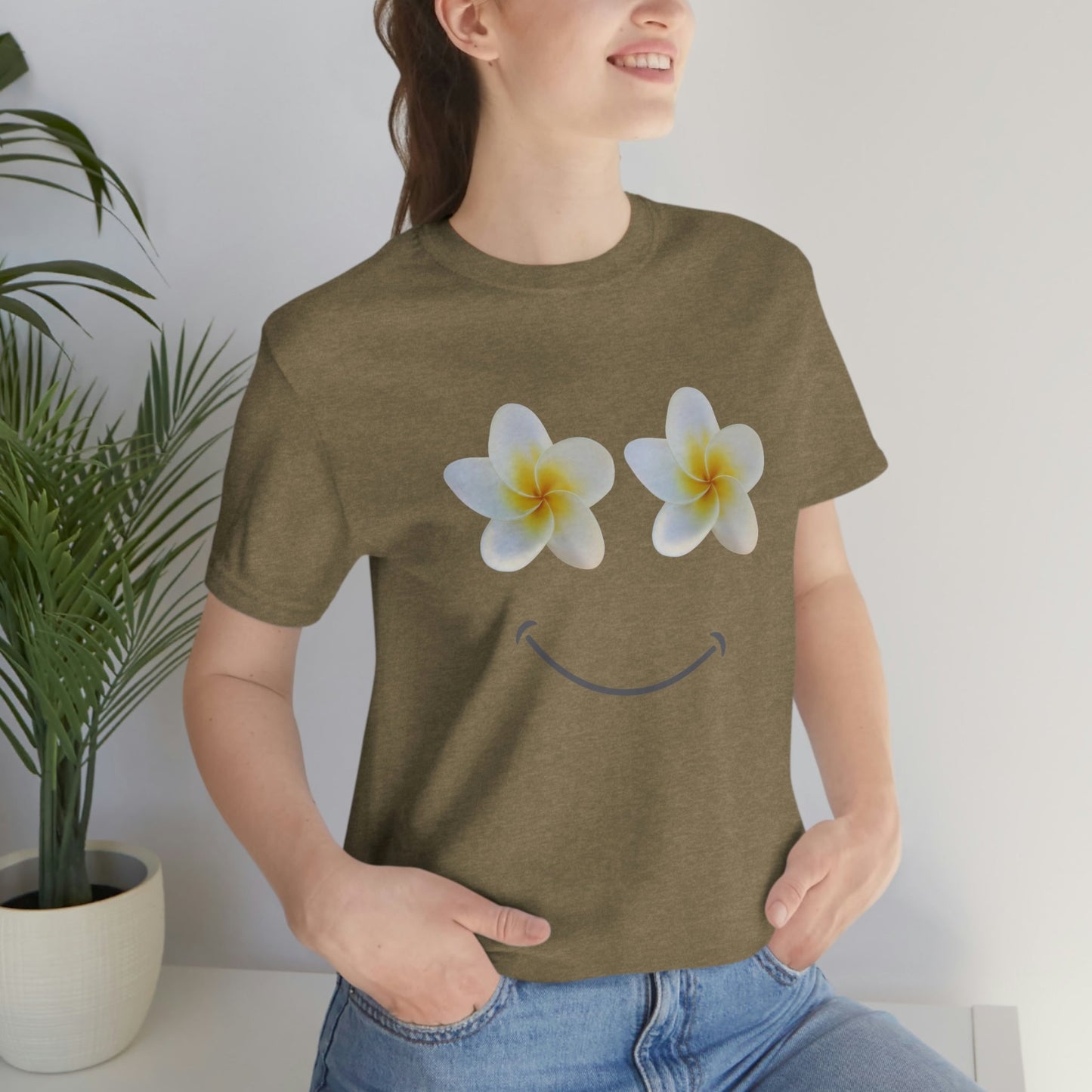 Plumeria Happy Face Unisex Jersey Tee - Global Village Kailua Boutique