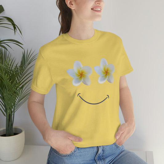 Plumeria Happy Face Unisex Jersey Tee - Global Village Kailua Boutique