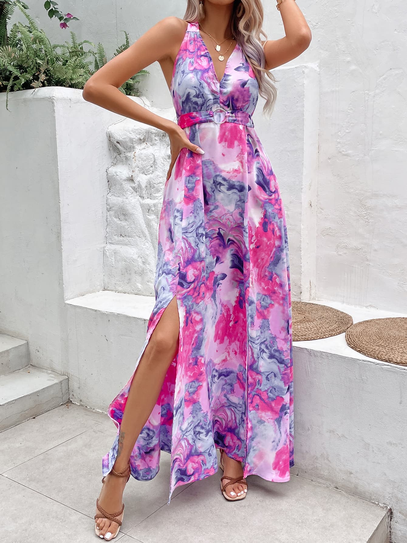 Printed Open Back Maxi Dress - Global Village Kailua Boutique