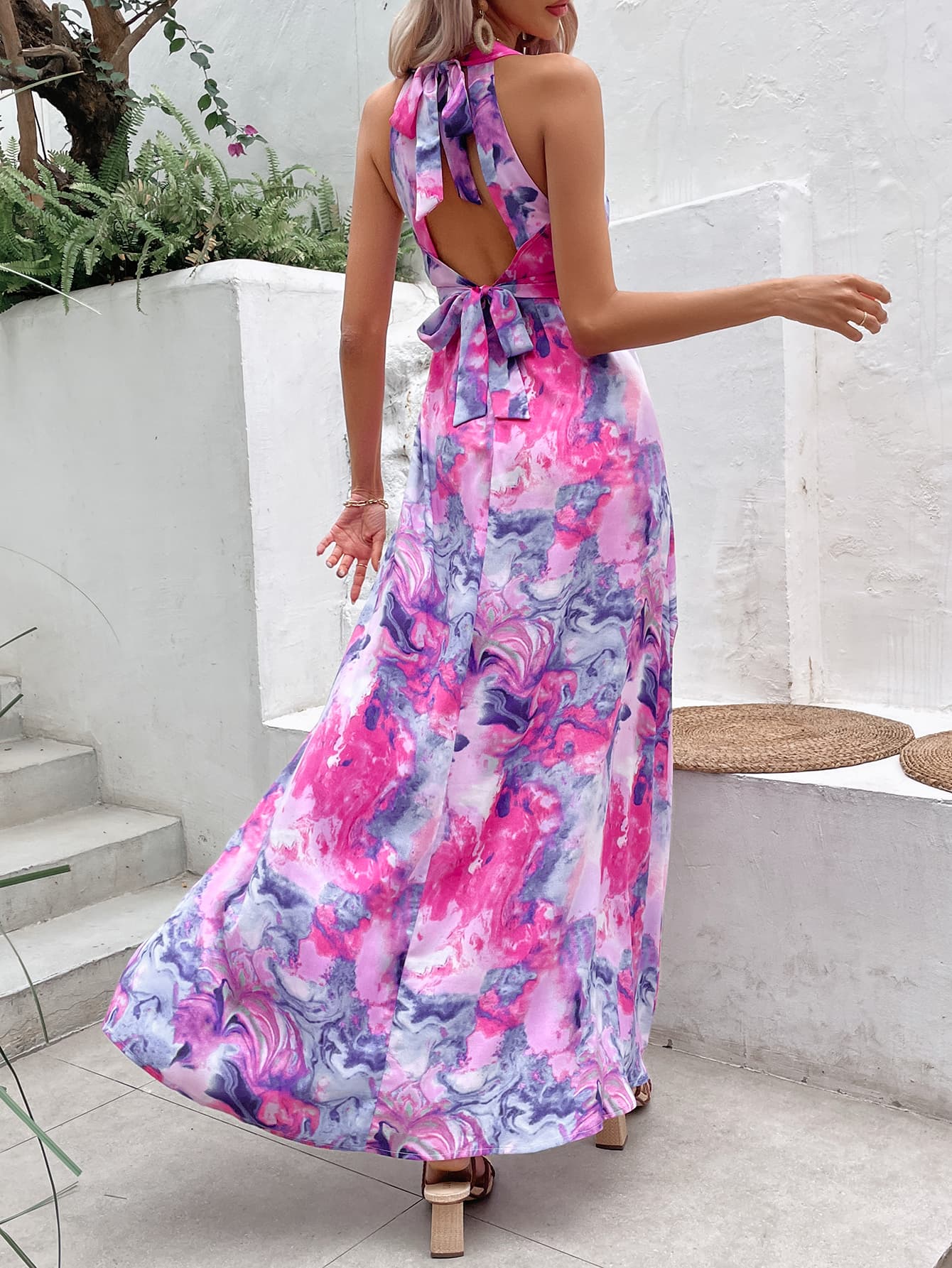 Printed Open Back Maxi Dress - Global Village Kailua Boutique
