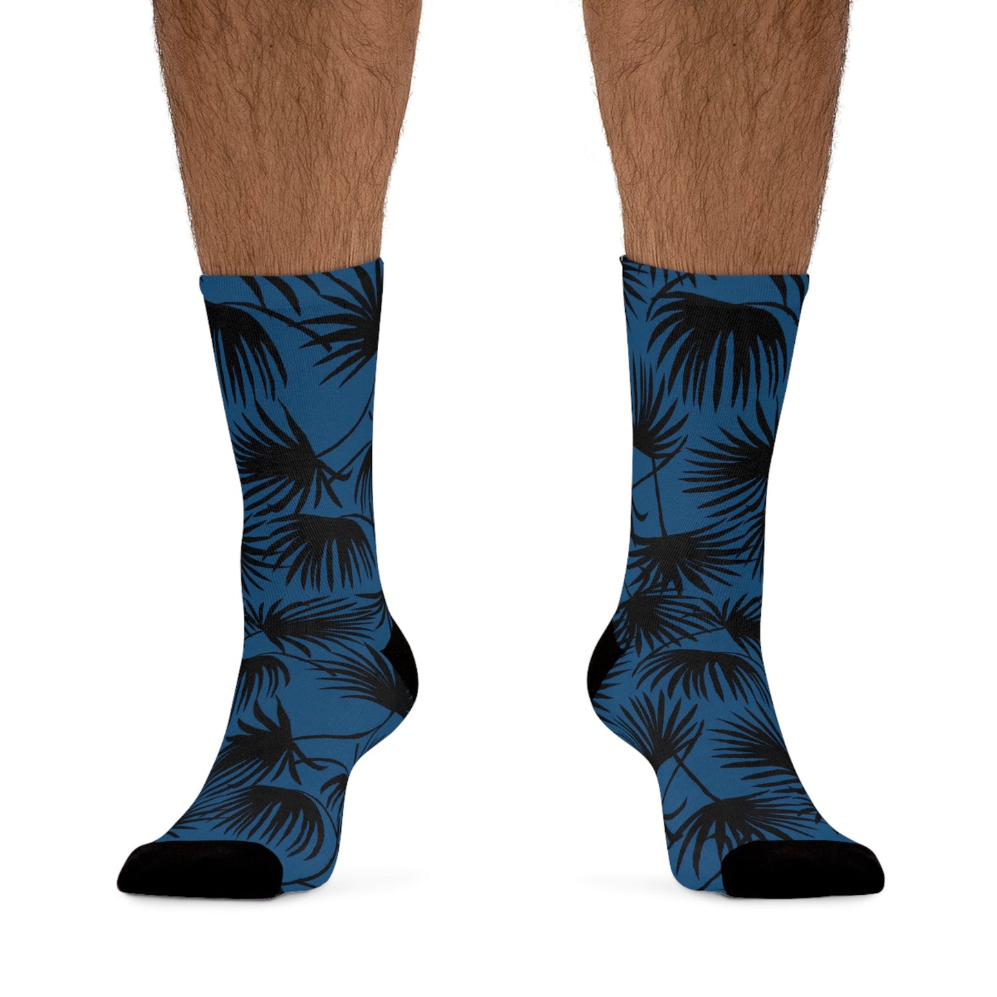Recycled Poly Socks Fan Palm Navy Black - Global Village Kailua Boutique