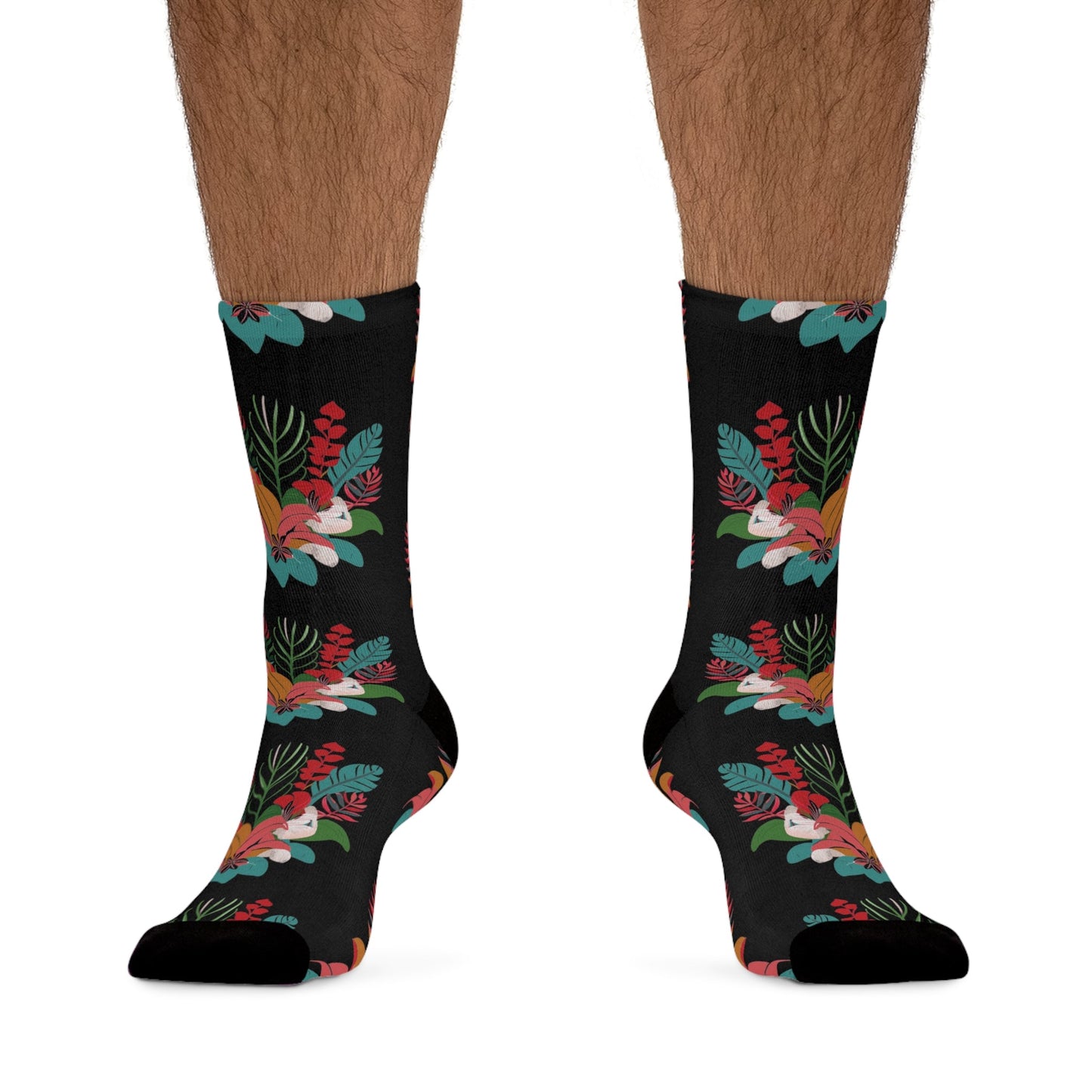 Recycled Poly Socks Tropical Floral Black - Global Village Kailua Boutique