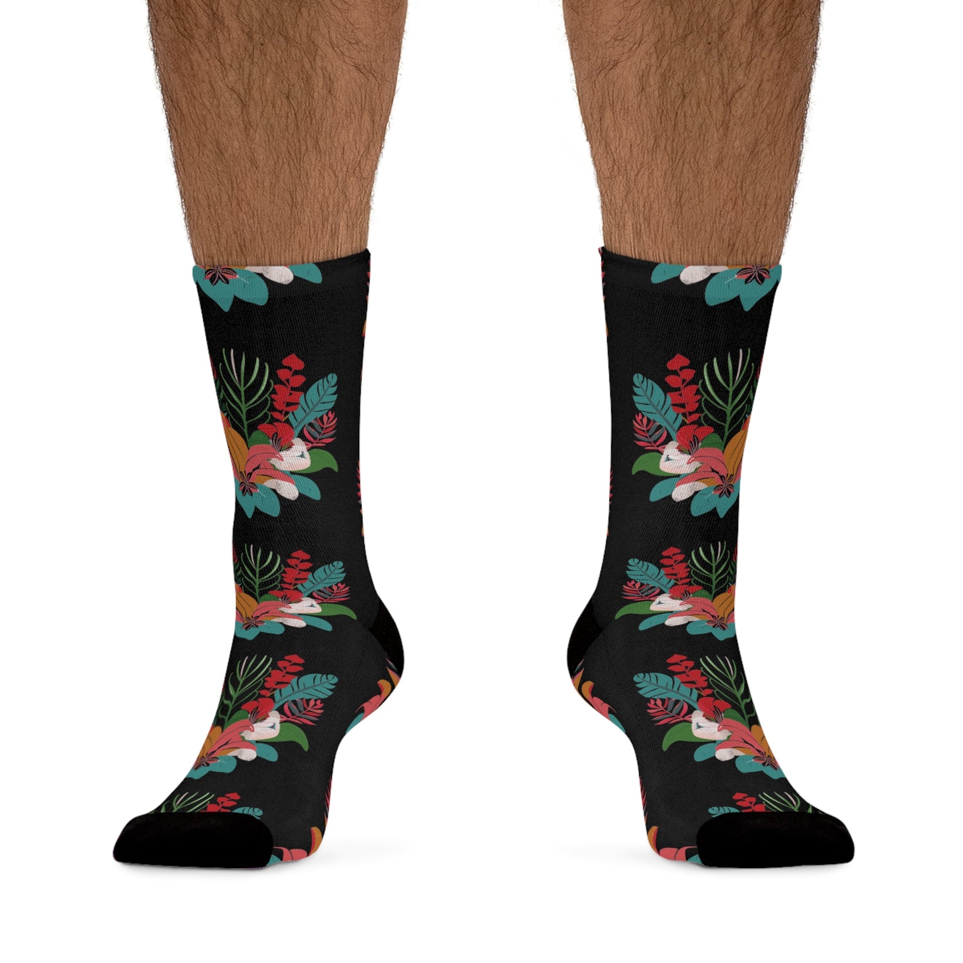 Recycled Poly Socks Tropical Floral Black - Global Village Kailua Boutique