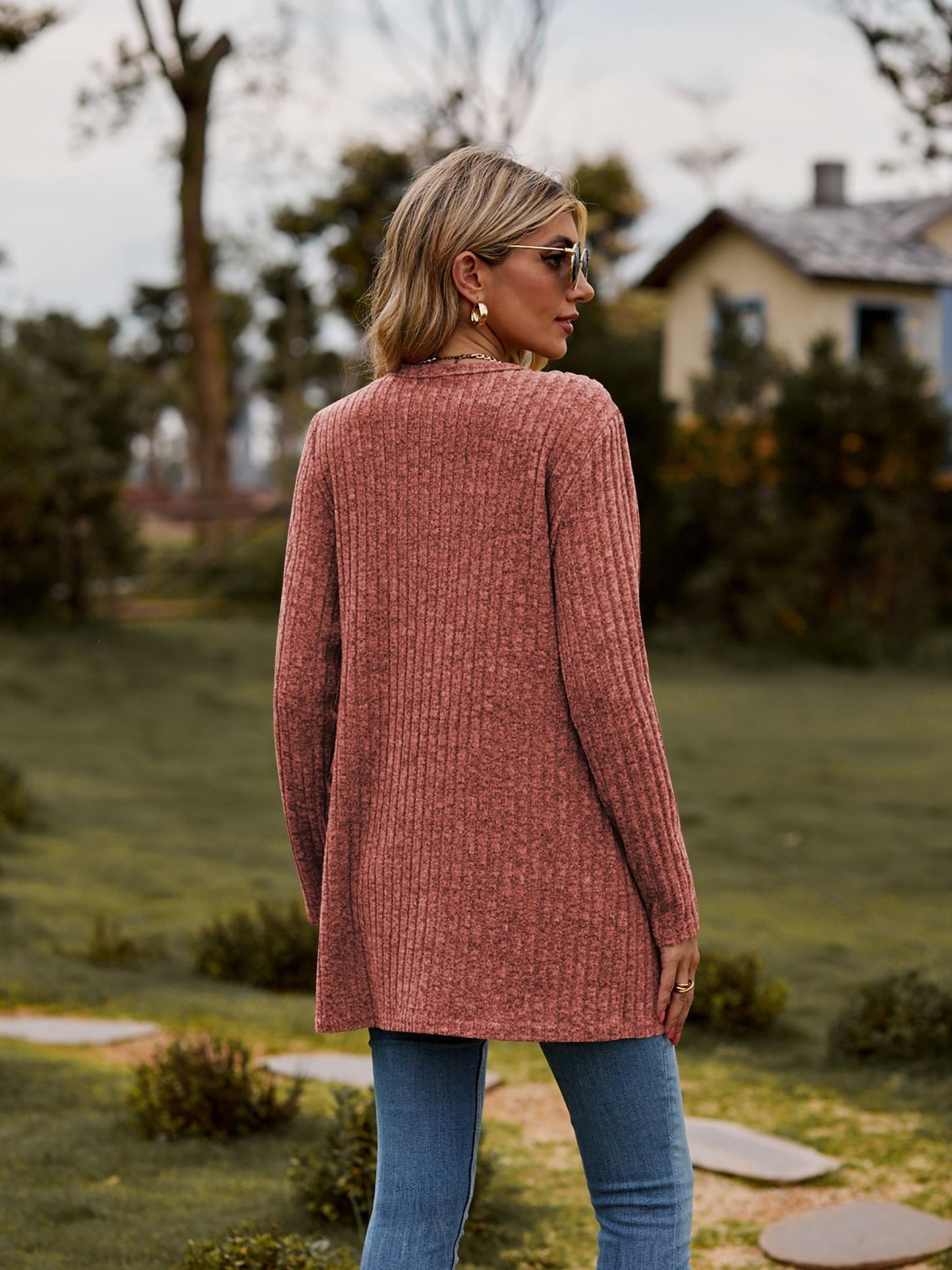 Ribbed Button Cardigan with Pockets - Global Village Kailua Boutique