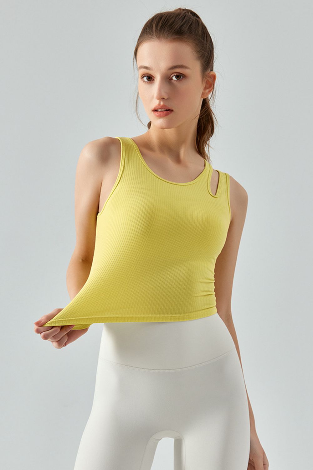 Ribbed Cutout Crop Tank - Global Village Kailua Boutique