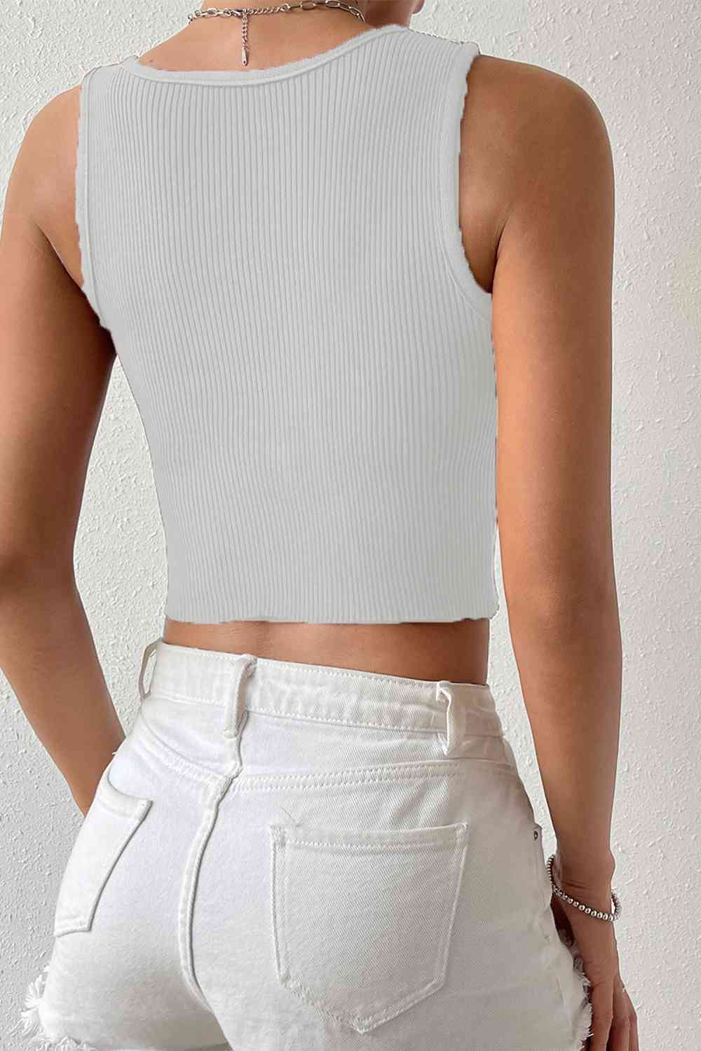 Ribbed Round Neck Crop Top - Global Village Kailua Boutique
