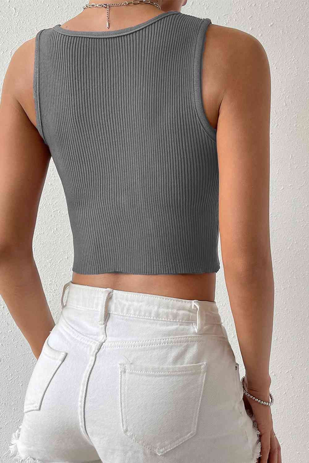 Ribbed Round Neck Crop Top - Global Village Kailua Boutique
