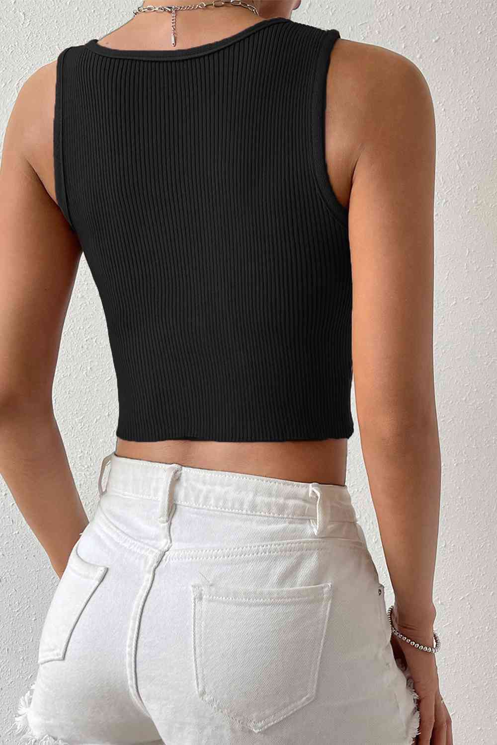 Ribbed Round Neck Crop Top - Global Village Kailua Boutique
