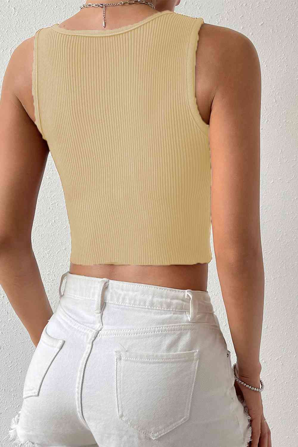 Ribbed Round Neck Crop Top - Global Village Kailua Boutique