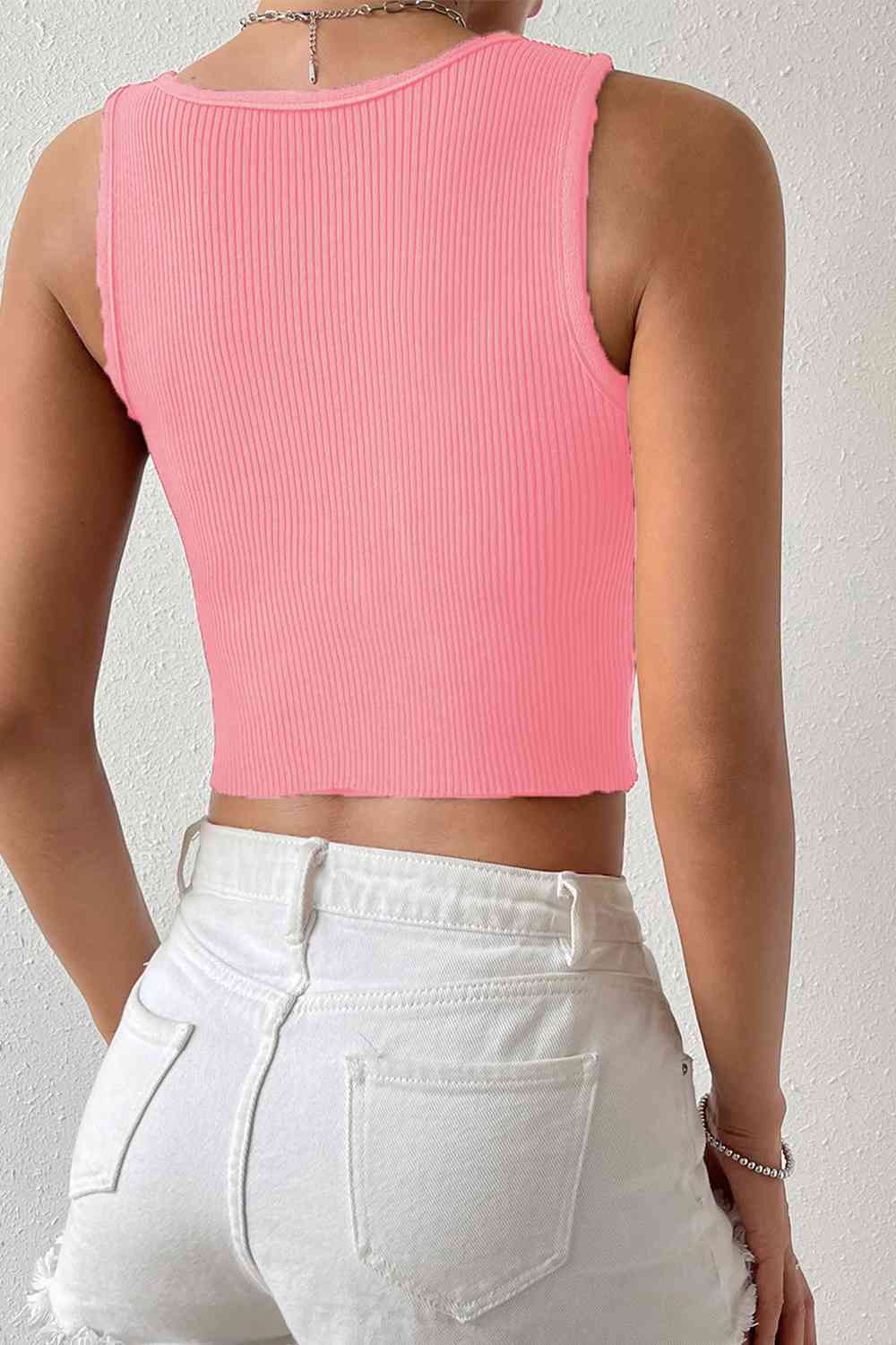 Ribbed Round Neck Crop Top - Global Village Kailua Boutique