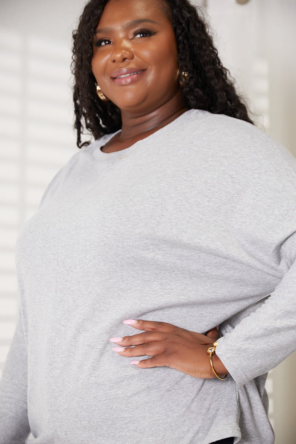 Round Neck Long Sleeve Top - Global Village Kailua Boutique