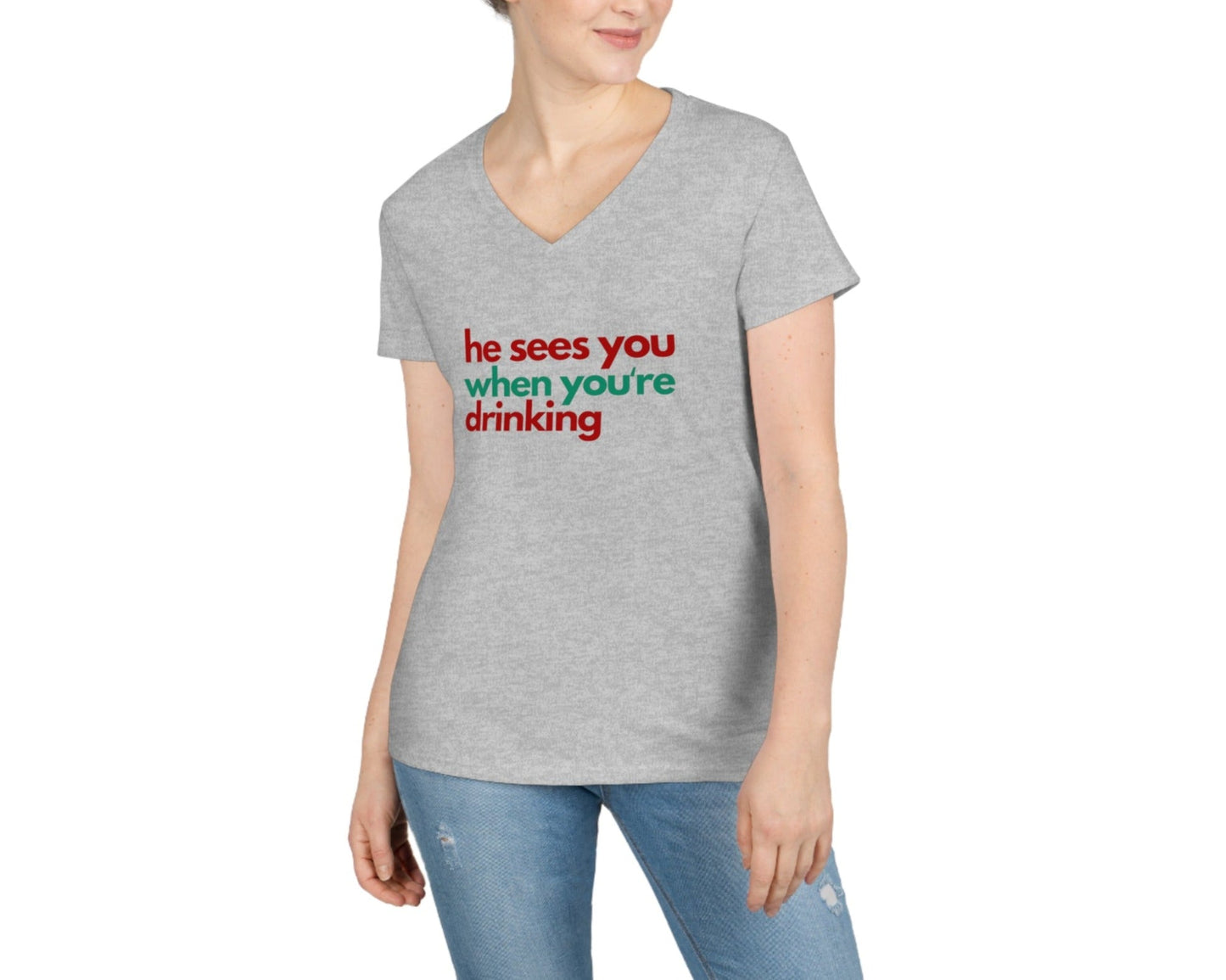 Santa Sees You V-Neck T-Shirt - Global Village Kailua Boutique