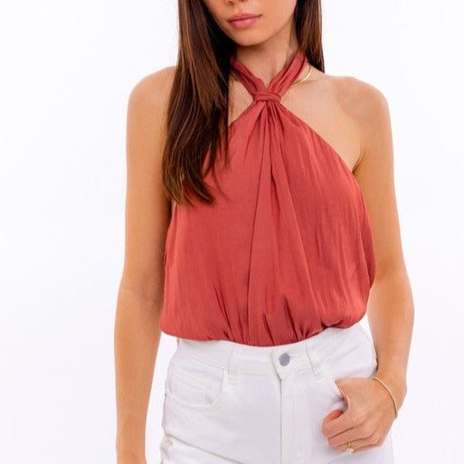 Satin Halter Bodysuit Global Village Kailua Boutique