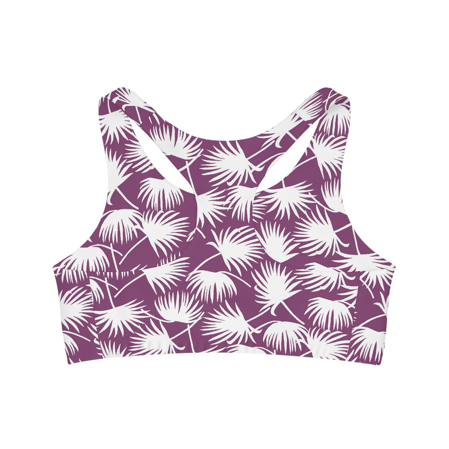 Seamless Sports Bra Fan Palm Plum - Global Village Kailua Boutique