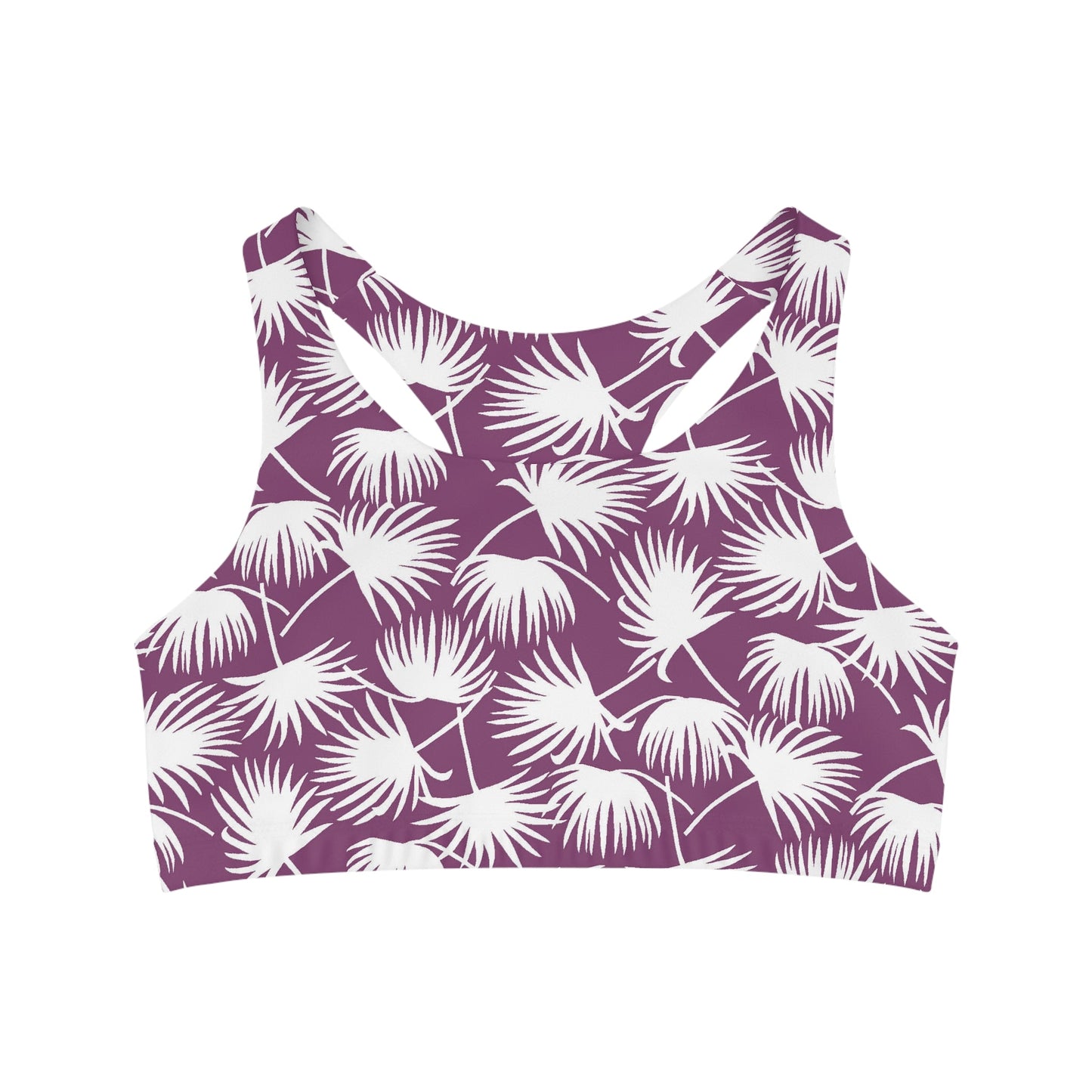 Seamless Sports Bra Fan Palm Plum - Global Village Kailua Boutique