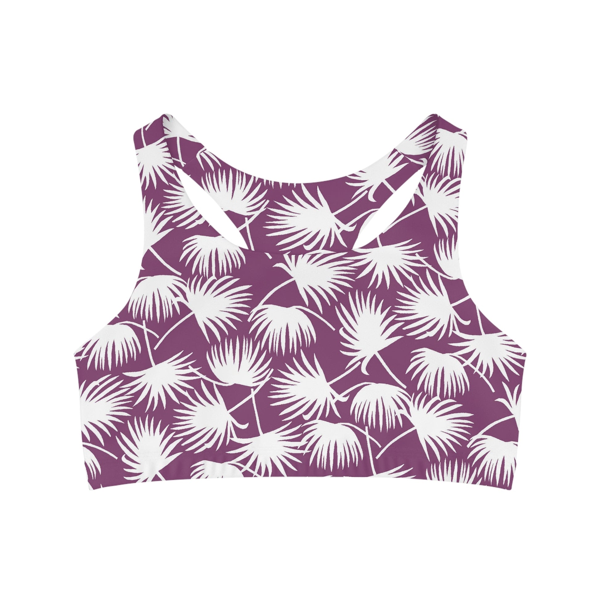 Seamless Sports Bra Fan Palm Plum - Global Village Kailua Boutique