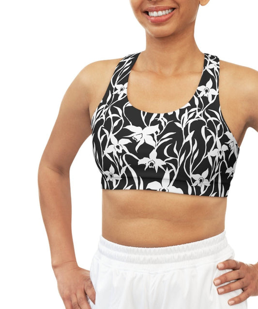 Seamless Sports Bra Orchid Black and White - Global Village Kailua Boutique