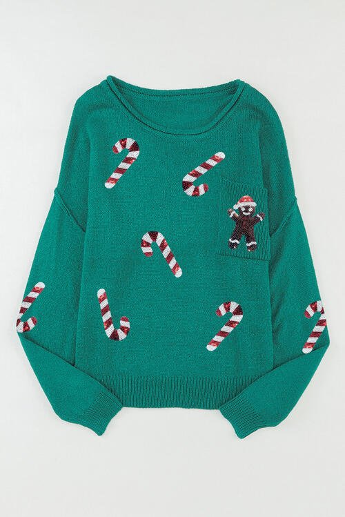 Sequin Candy Long Sleeve Sweater - Global Village Kailua Boutique