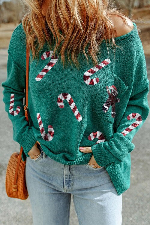 Sequin Candy Long Sleeve Sweater - Global Village Kailua Boutique