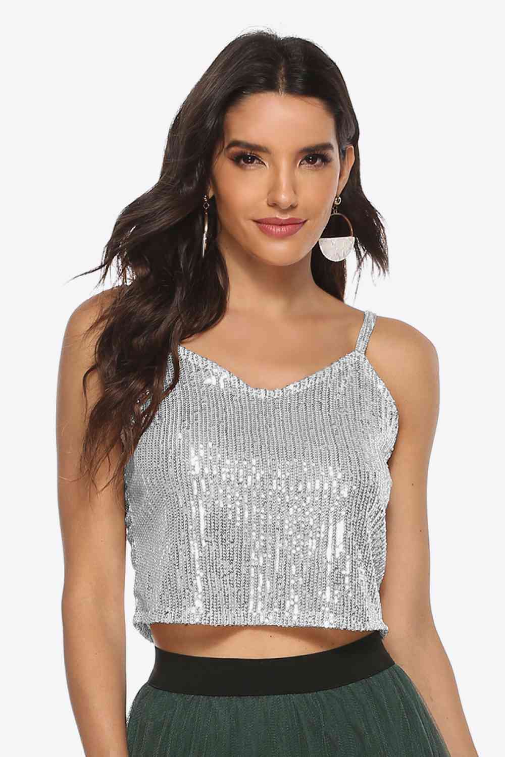 Sequin Cropped Cami One Size - Global Village Kailua Boutique