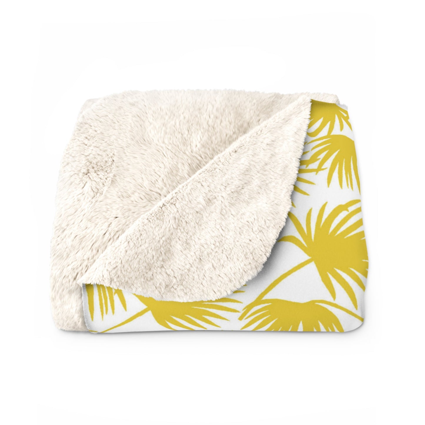 Sherpa Fleece Blanket Fan Palm Sunshine - Global Village Kailua Boutique
