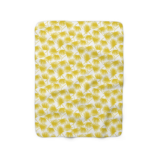 Sherpa Fleece Blanket Fan Palm Sunshine - Global Village Kailua Boutique