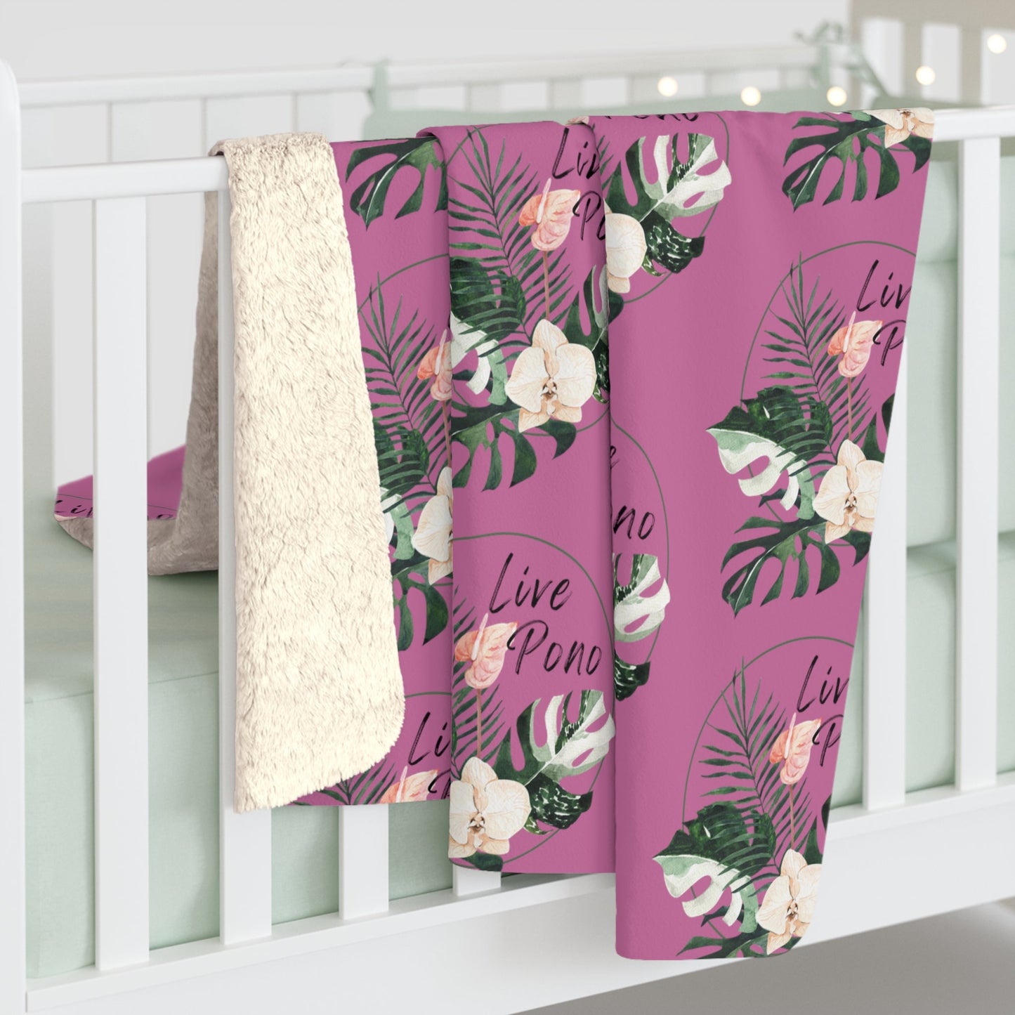 Sherpa Fleece Blanket Live Pono - Global Village Kailua Boutique