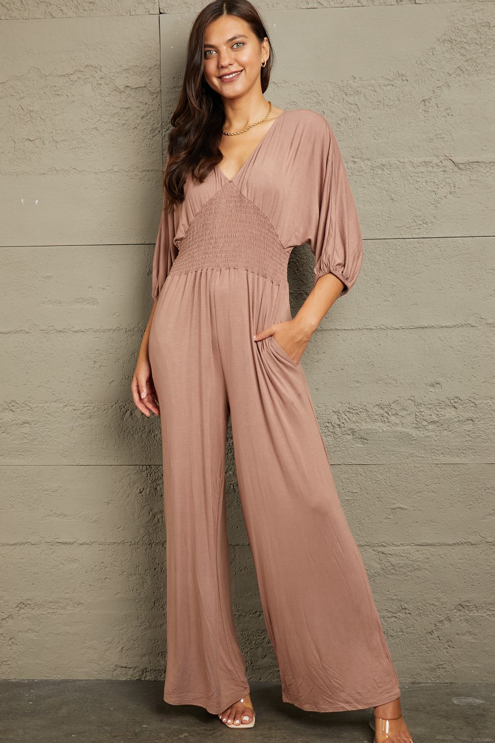 Smocked Waist Jumpsuit - Global Village Kailua Boutique