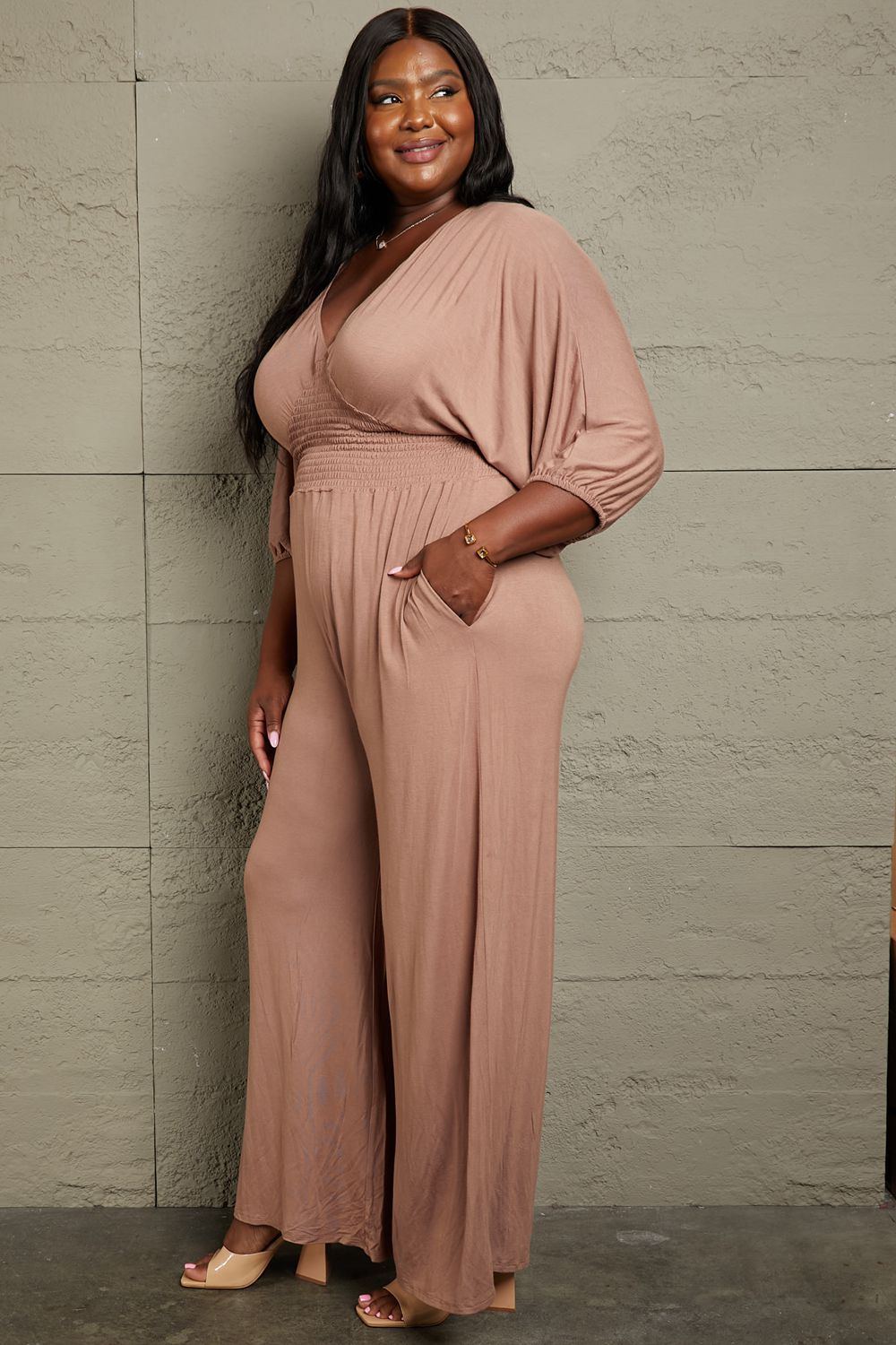 Smocked Waist Jumpsuit - Global Village Kailua Boutique
