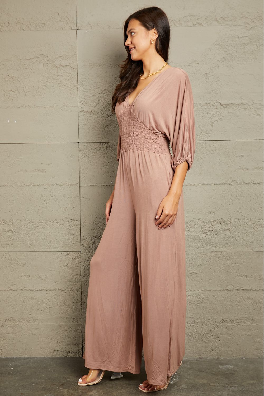 Smocked Waist Jumpsuit - Global Village Kailua Boutique