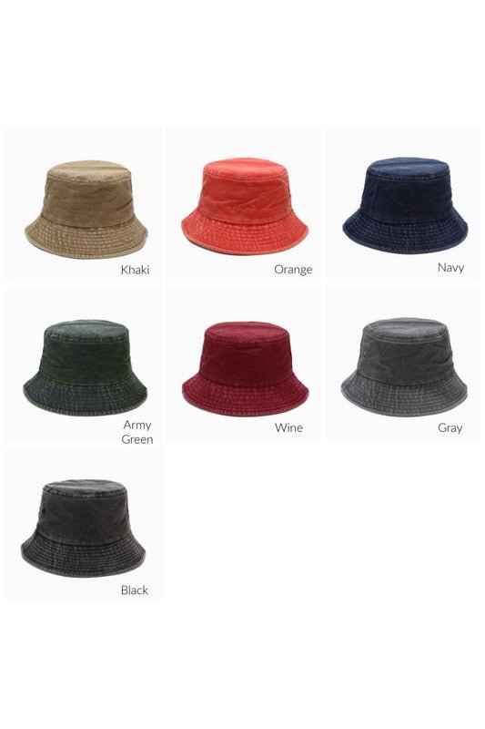 Solid Distressed Bucket Hat - Global Village Kailua Boutique
