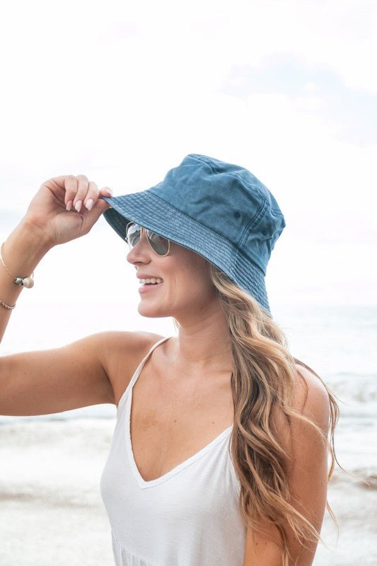 Solid Distressed Bucket Hat - Global Village Kailua Boutique