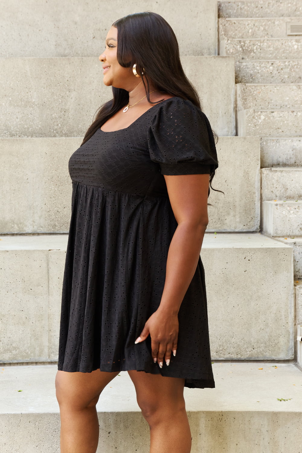 Square Neck Eyelet Mini Dress - Global Village Kailua Boutique