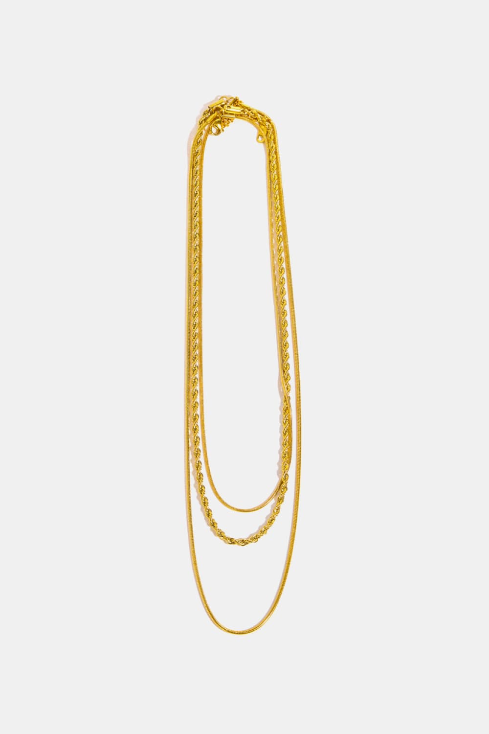 Stainless Steel 18K Gold-Plated Triple Layer Necklace - Global Village Kailua Boutique