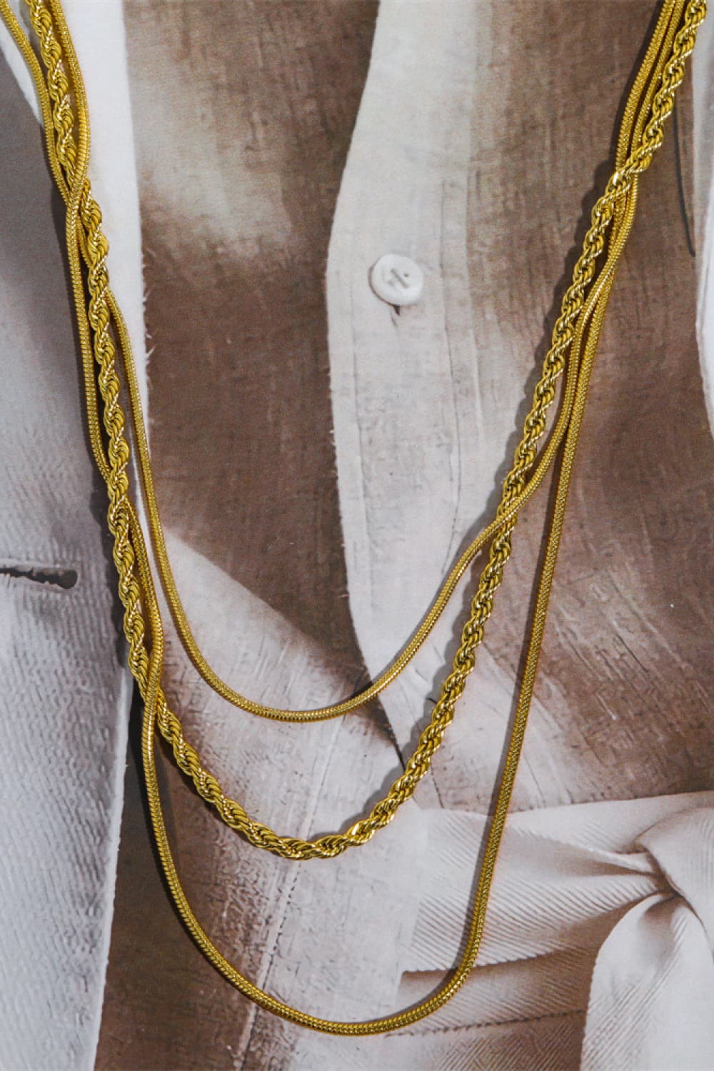 Stainless Steel 18K Gold-Plated Triple Layer Necklace - Global Village Kailua Boutique