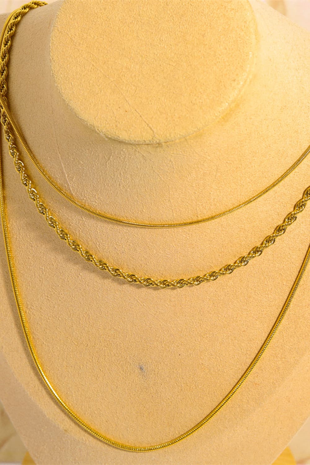 Stainless Steel 18K Gold-Plated Triple Layer Necklace - Global Village Kailua Boutique