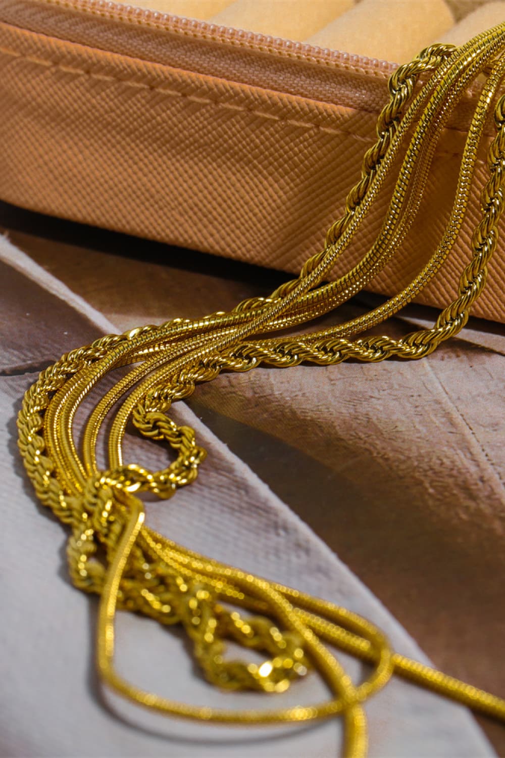Stainless Steel 18K Gold-Plated Triple Layer Necklace - Global Village Kailua Boutique