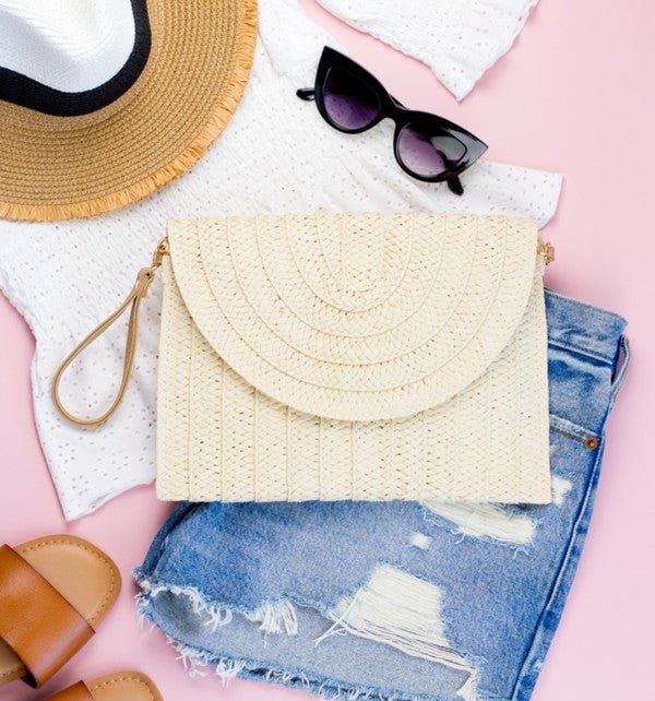 Straw Foldover Convertible Clutch Global Village Kailua Boutique